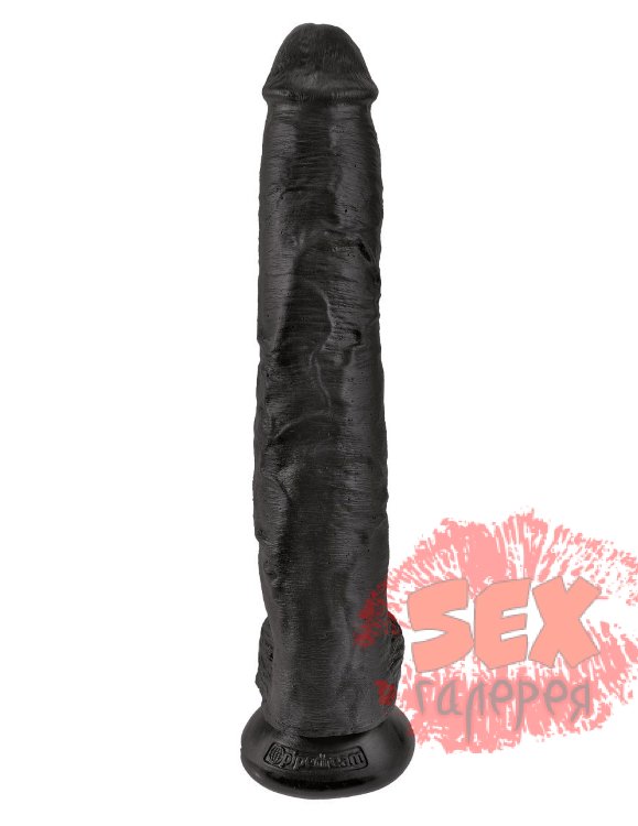 Чёрный фаллоимитатор-гигант 14  Cock with Balls - 37,5 см.