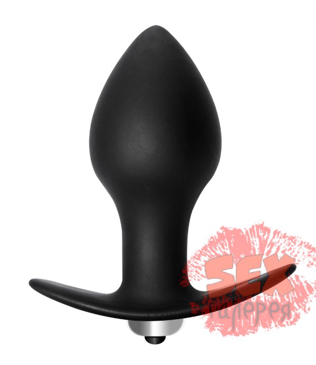 Чёрная анальная пробка с вибрацией Bulb Anal Plug - 10 см.