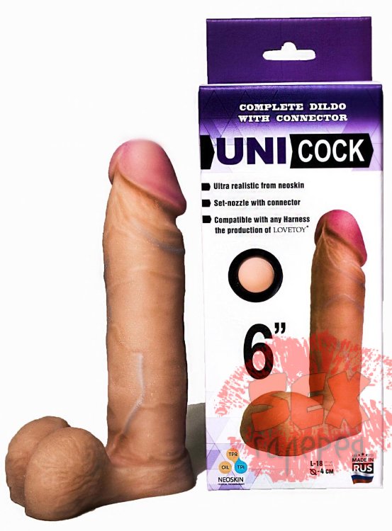 Насадка для страпона фаллической формы UNICOCK 6  - 18 см.