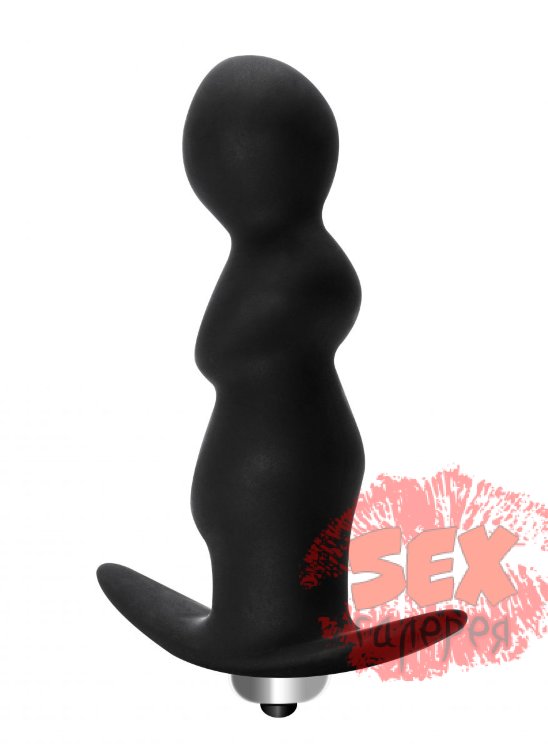 Чёрная анальная пробка с вибрацией Spiral Anal Plug - 12 см.