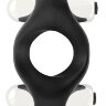 Чёрное эрекционное кольцо с двумя виброэлементами