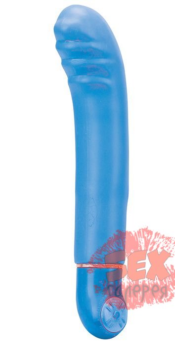 Синий вибратор с ребристой головкой PURE 8 G-SPOT BLUE - 20 см.