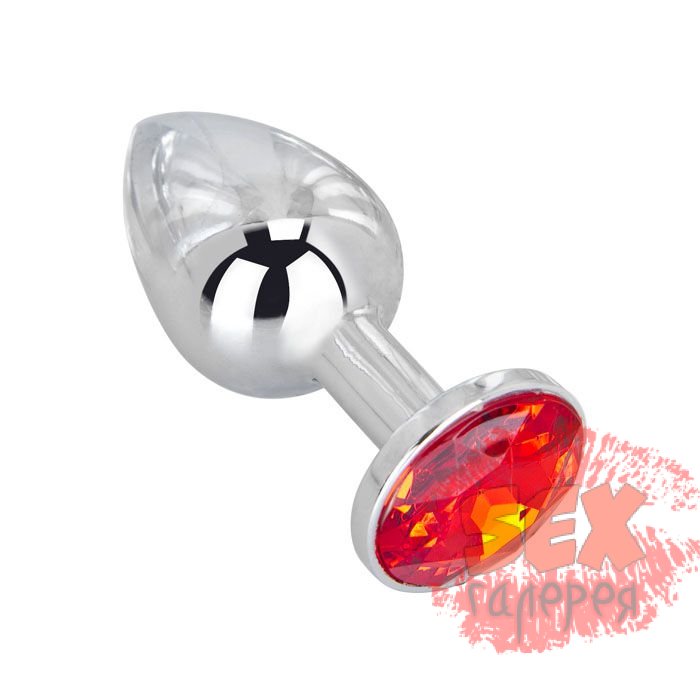 Мини-плаг из стали с красным кристаллом Red Flame - 6,5 см.