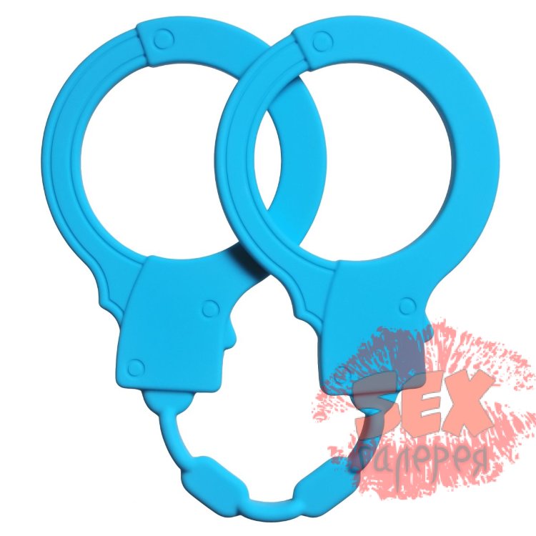 Голубые силиконовые наручники Stretchy Cuffs Turquoise