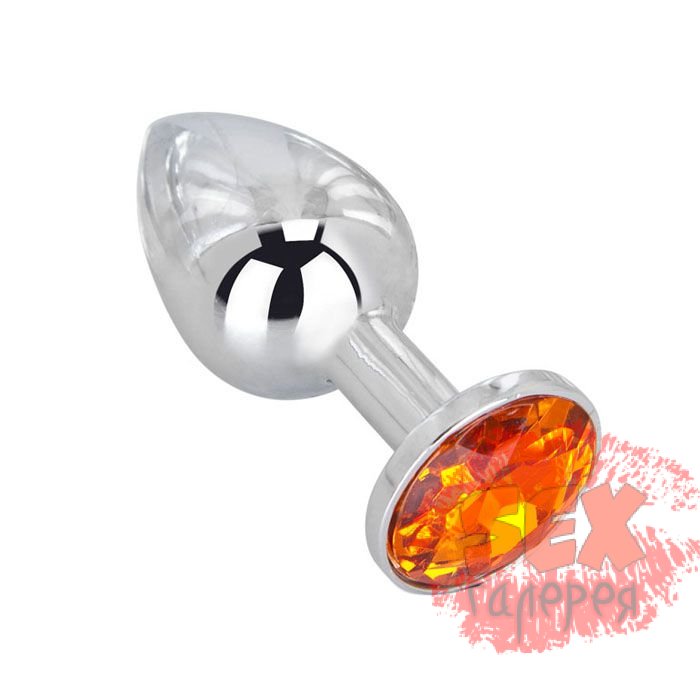 Мини-плаг из стали с оранжевым кристаллом Juicy Orange - 6,5 см.