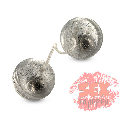 Вагинальные шарики с блёстками SILVER MAGIC BALLS