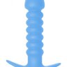 Голубая  анальная пробка с вибрацией Twisted Anal Plug - 13 см.