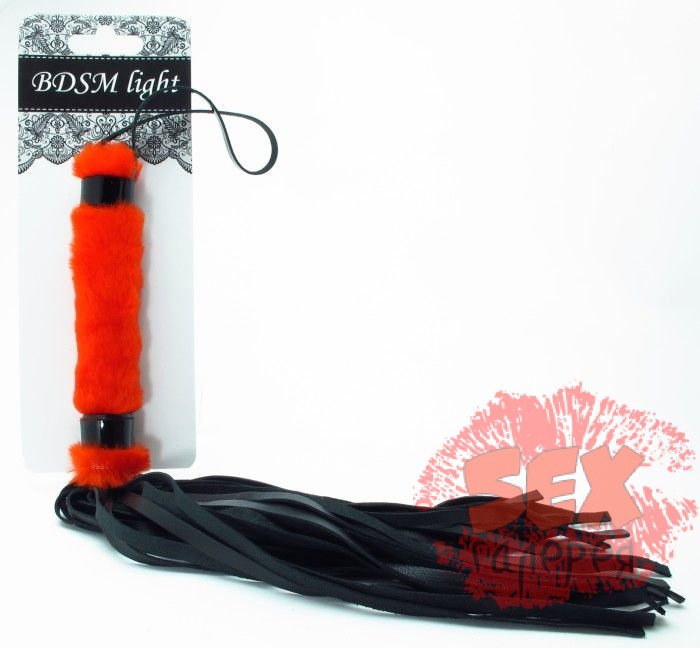 Нежная плеть с красным мехом BDSM Light - 43 см.