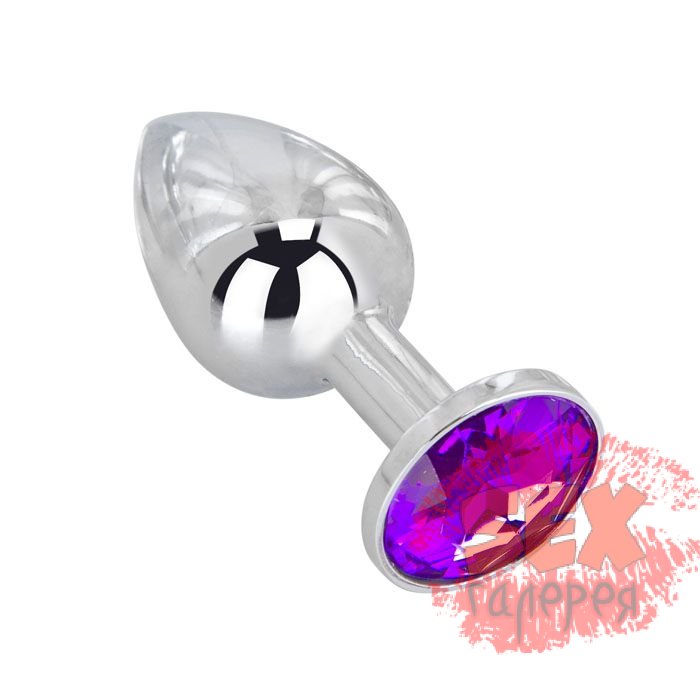 Мини-плаг из стали с фиолетовым кристаллом Violet Dream - 6,5 см.