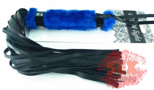 Нежная плеть с синим мехом BDSM Light - 43 см.