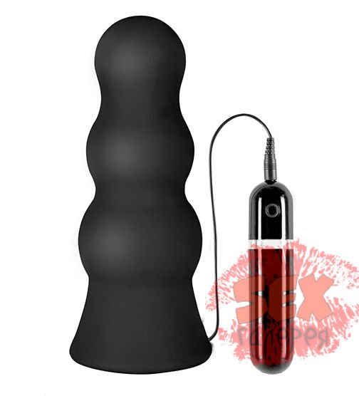 Чёрная анальная втулка большого размера с вибрацией MENZSTUFF VIBRATING BUTTCRASHER PAWN - 20 см.