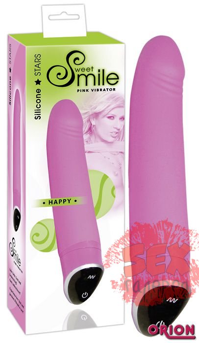 Розовый вибратор Smile Happy - 22 см.