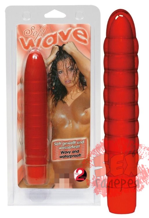 Красный водонепроницаемый вибратор Soft Wave - 18,5 см.