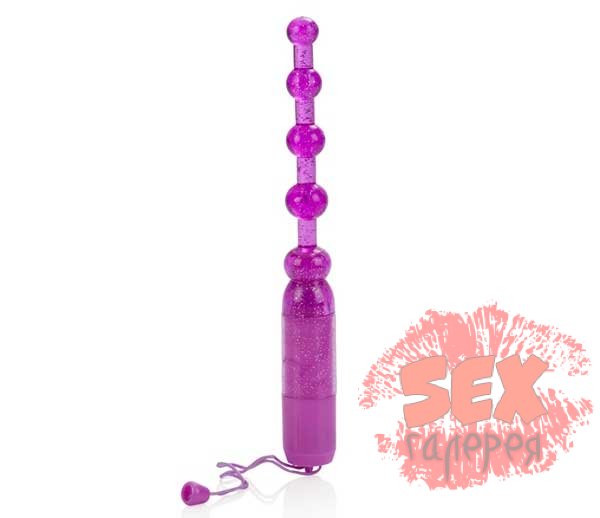 Фиолетовая анальная цепочка Waterproof Vibrating Pleasure Beads
