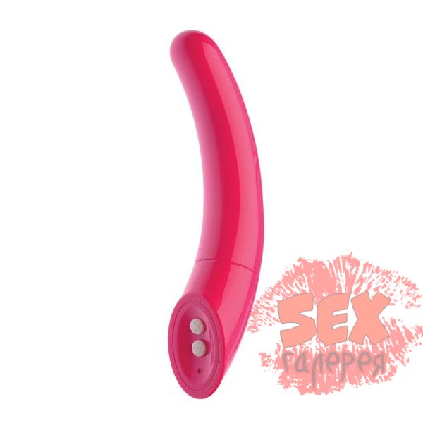 Ярко-розовый изогнутый вибромассажёр для G-стимуляции Body Curve - 20 см.