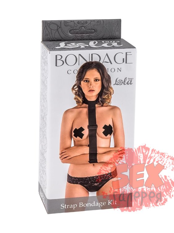 Ошейник с длинной лентой и наручниками Strap Bondage Kit One Size