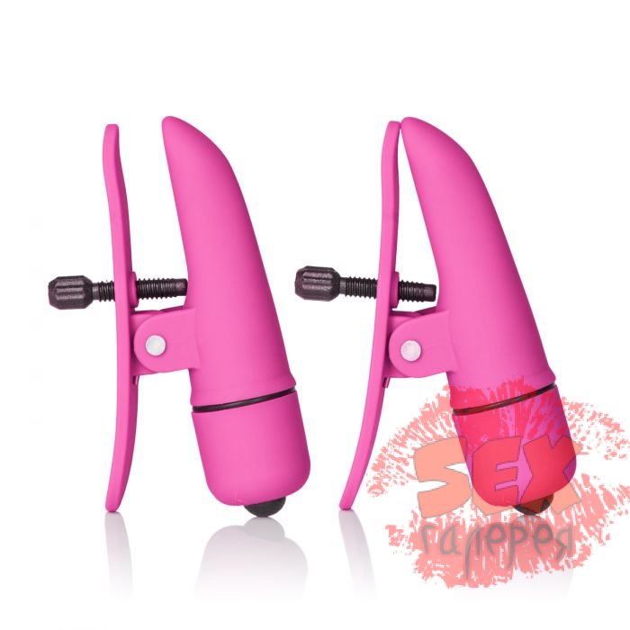 Розовые зажимы на соски с вибрацией Nipple Play Nipplettes