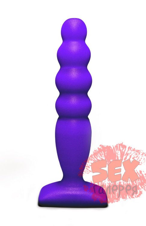 Фиолетовый анальный стимулятор Large Bubble Plug - 14,5 см.