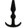 Чёрный массажер для анальной стимуляции T-SHAPE SILICONE BUTT PLUG BLACK - 8,9 см.