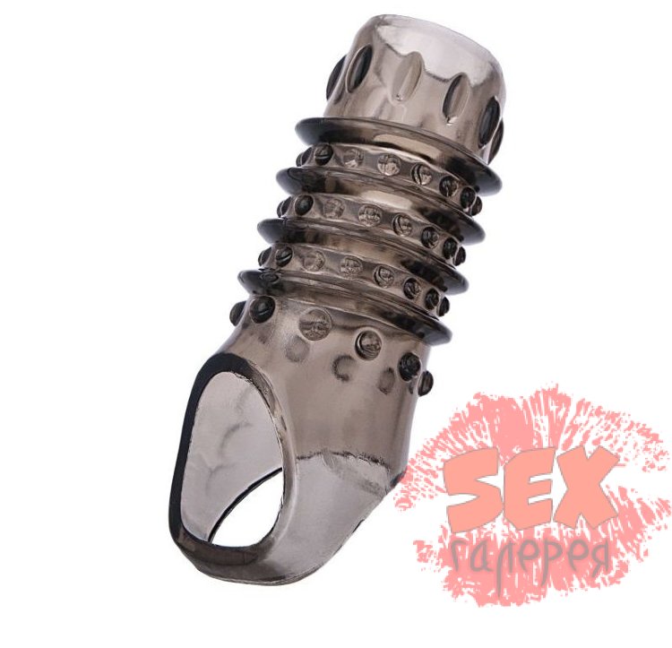 Открытая дымчатая насадка с точками и рёбрами ToyFa XLover - 11,5 см.