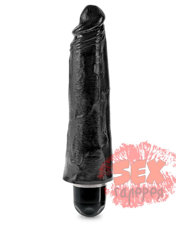 Чёрный вибратор-реалистик 8  Vibrating Stiffy - 24,8 см.