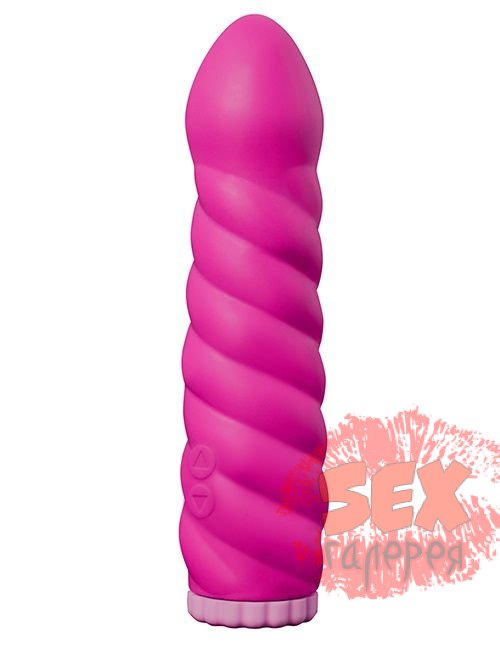 Ярко-розовый вибратор со спиралевидным рельефом PURRFECT SILICONE DELUXE 100 FUNCTION - 18 см.
