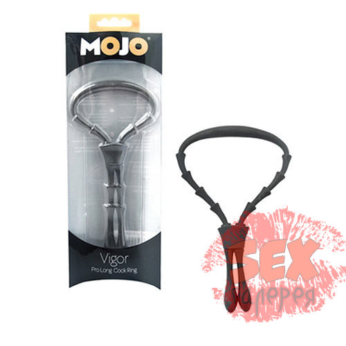 Черное эрекционное кольцо-лассо Mojo Vigor