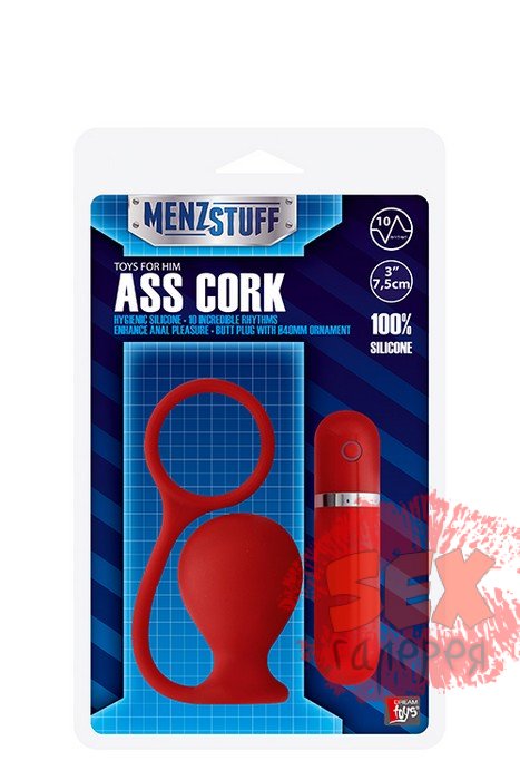 Красная вибровтулка MENZSTUFF ASS CORK WIDE - 7,5 см.