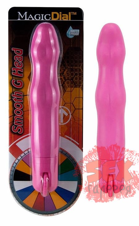 Розовый волнообразный вибромассажёр с колёсиком Magic Dial - 19,5 см.