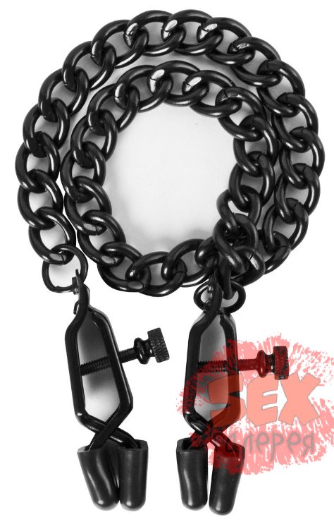 Чёрные зажимы на соски Alabama Crossover Nipple Clamps с цепью