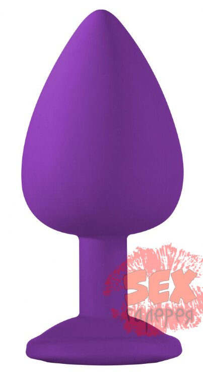 Большая фиолетовая анальная пробка Emotions Cutie Large с голубым кристаллом - 10 см.