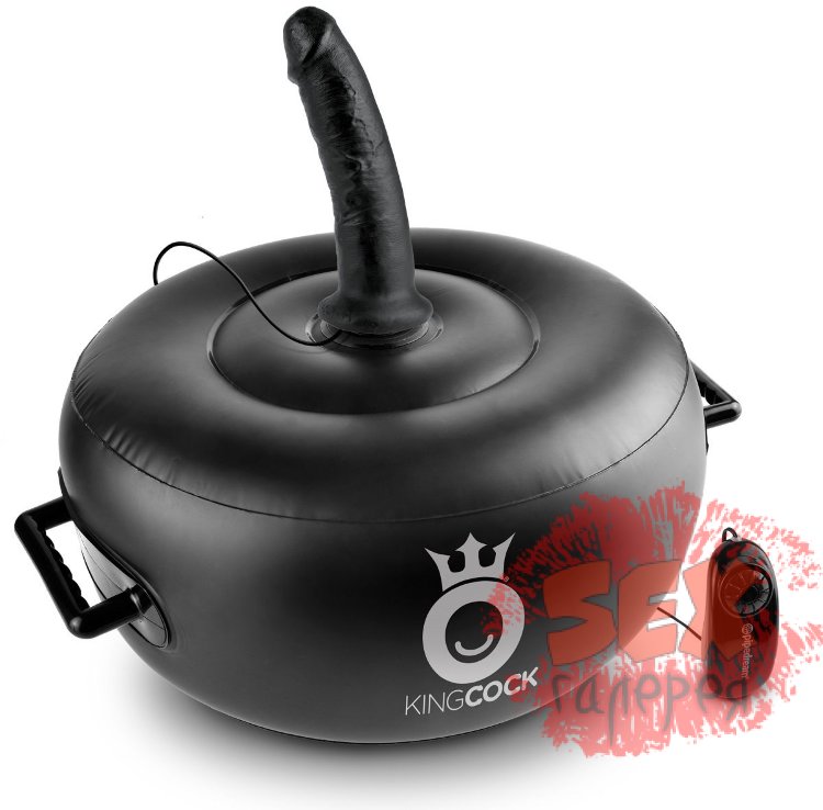 Чёрный надувной пуф с 3 сменными насадками разного цвета и размера Deluxe Vibrating Inflatable Hot Seat