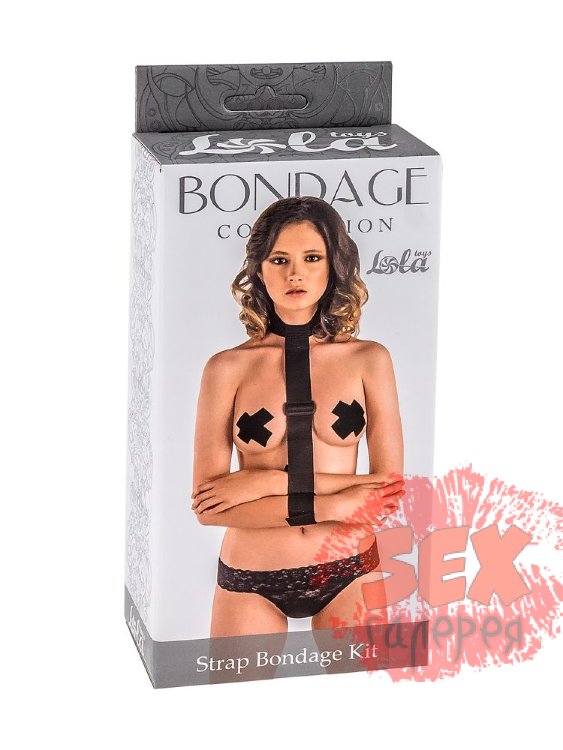 Ошейник с длинной лентой и наручниками Strap Bondage Kit Plus Size