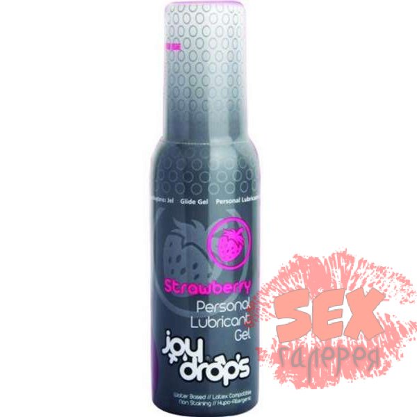 Смазка на водной основе со вкусом клубники JoyDrops Strawberry - 100 мл.
