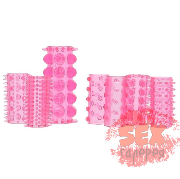 Набор из 7 розовых насадок на пенис ONE-A-DAY PENIS SLEEVES PINK