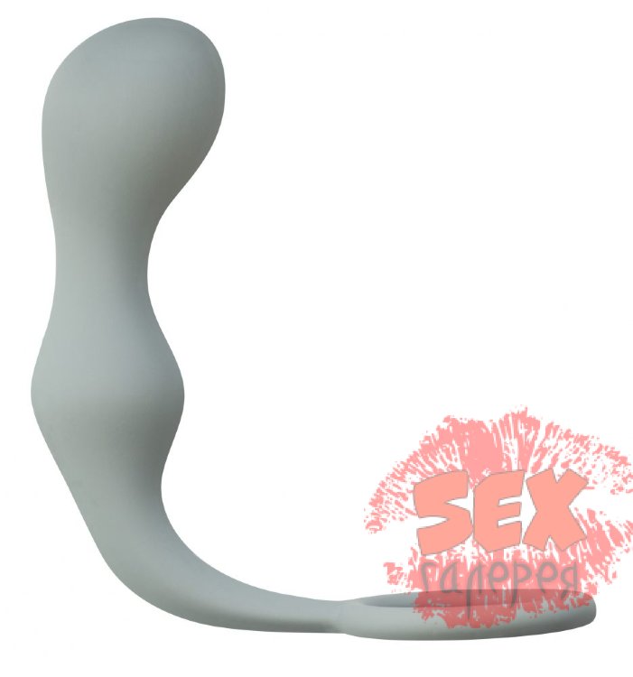 Серое эрекционное кольцо с анальной пробкой Double Pleasure Anal Plug