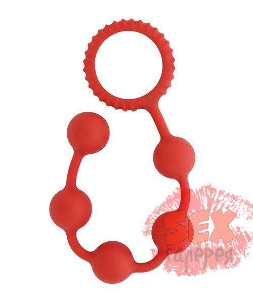 Красная анальная цепочка MENZSTUFF BUTT BEADS - 23 см.