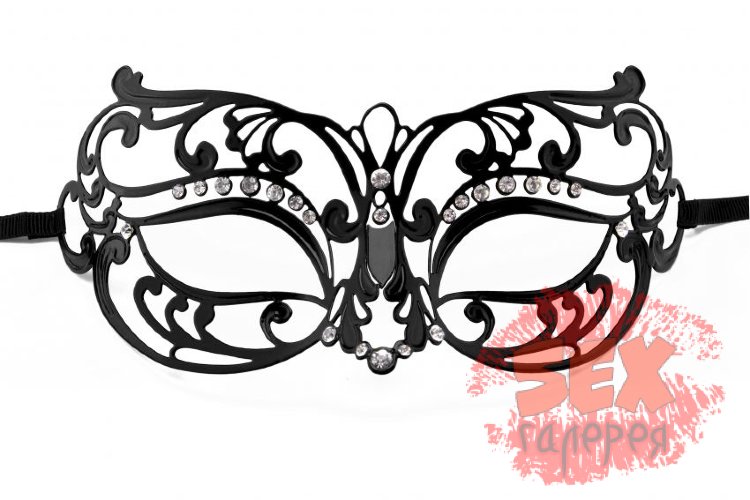Чёрная маска со стразами Tribal Masquerade Mask