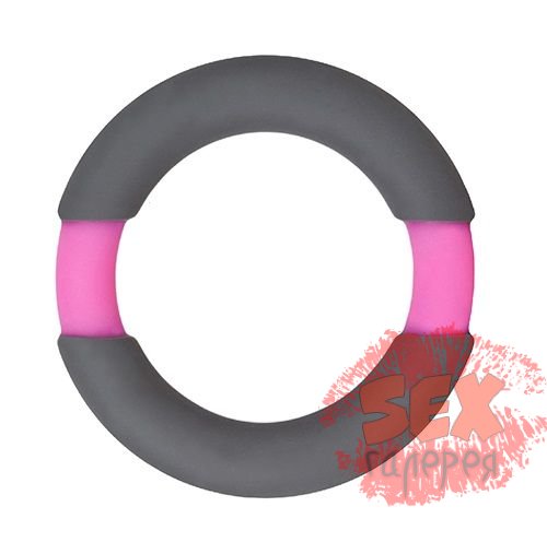Серое эрекционное кольцо NEON STIMU RING 37MM GREY/PINK