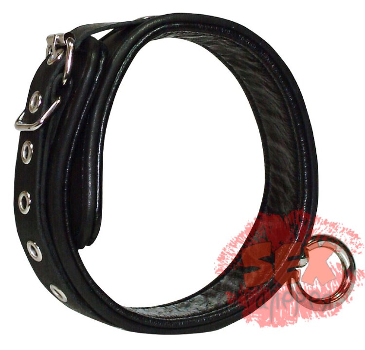 Кожаный черный ошейник с кольцом Leder Halsfessel