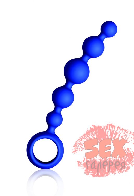 Малая анальная цепочка Joyballs Wave синего цвета - 17,5 см.