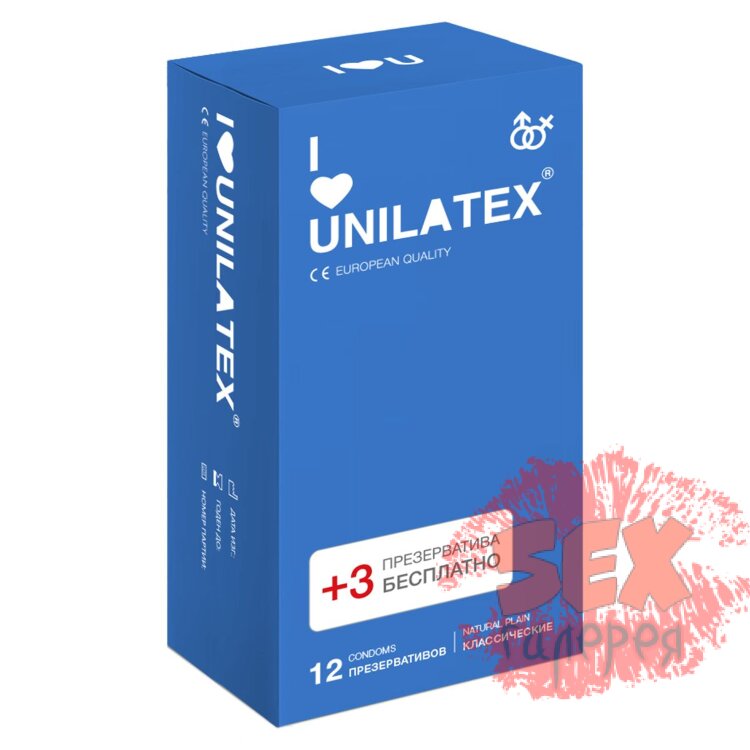 Классические презервативы Unilatex Natural Plain - 12 шт. + 3 шт. в подарок