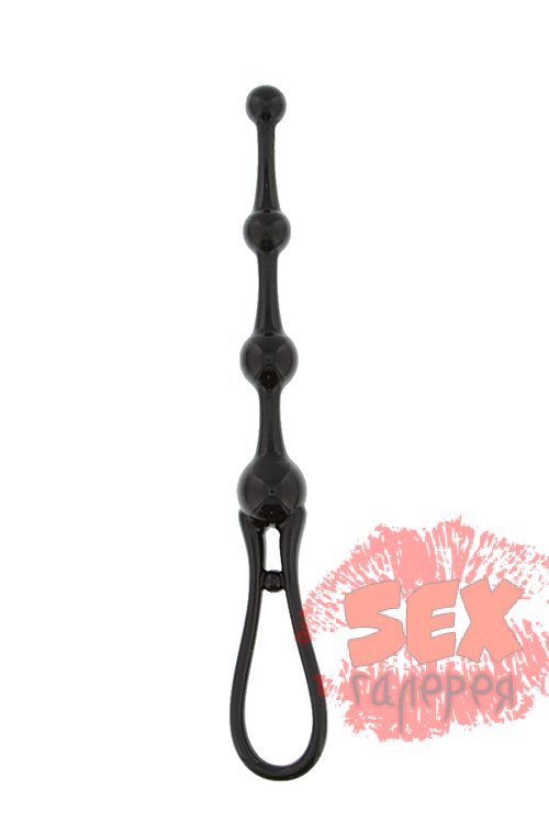 Чёрная анальная цепочка BOOTYFUL BUBBLE WAND - 21 см.