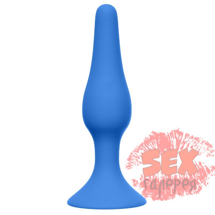 Синяя анальная пробка Slim Anal Plug Large - 12,5 см.