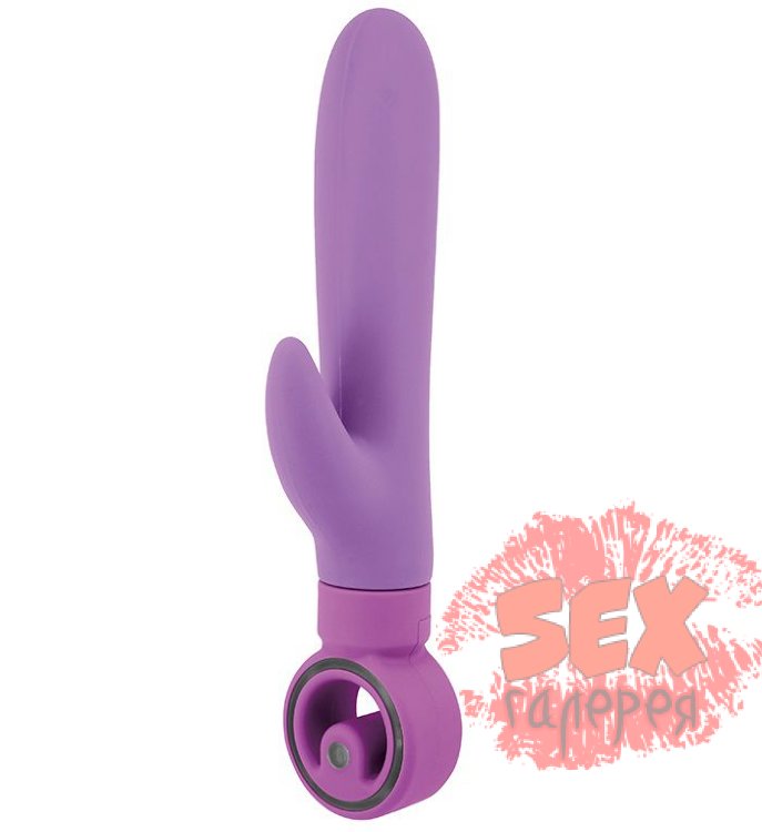 Фиолетовый вибратор с клиторальным отростком ROLLA VIBRATING AXLE - 23 см.