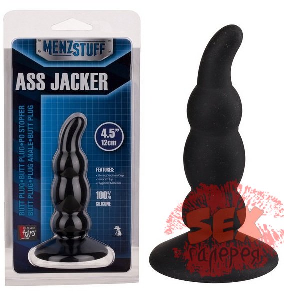 Чёрный анальный стимулятор ASS JACKER - 12 см.
