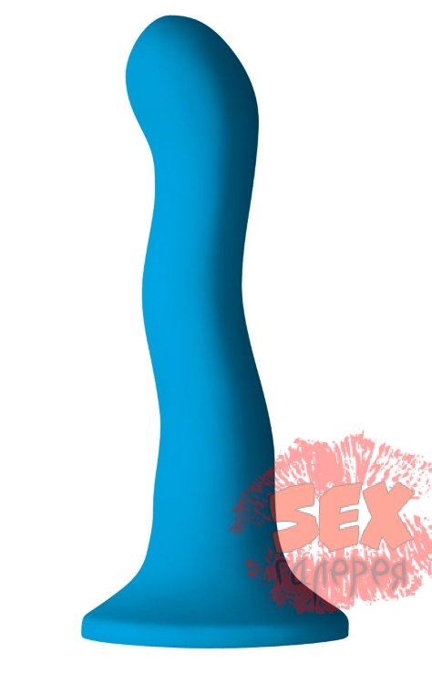 Голубой изогнутый фаллоимитатор Colours Wave 6  Dildo - 19 см.