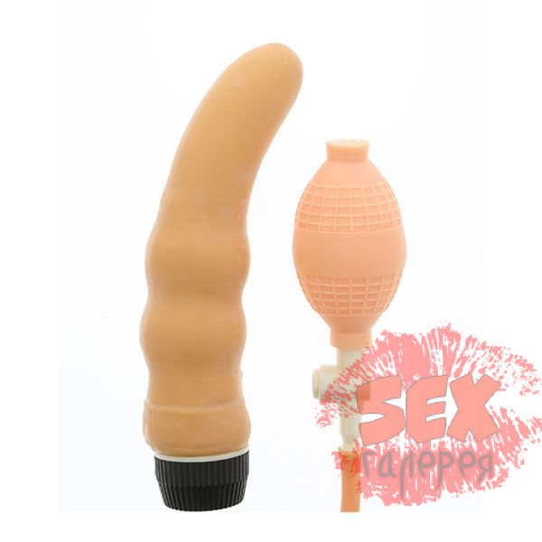 Телесный вибромассажёр с функцией расширения INFLATE A VIBE CURVE - 19 см.