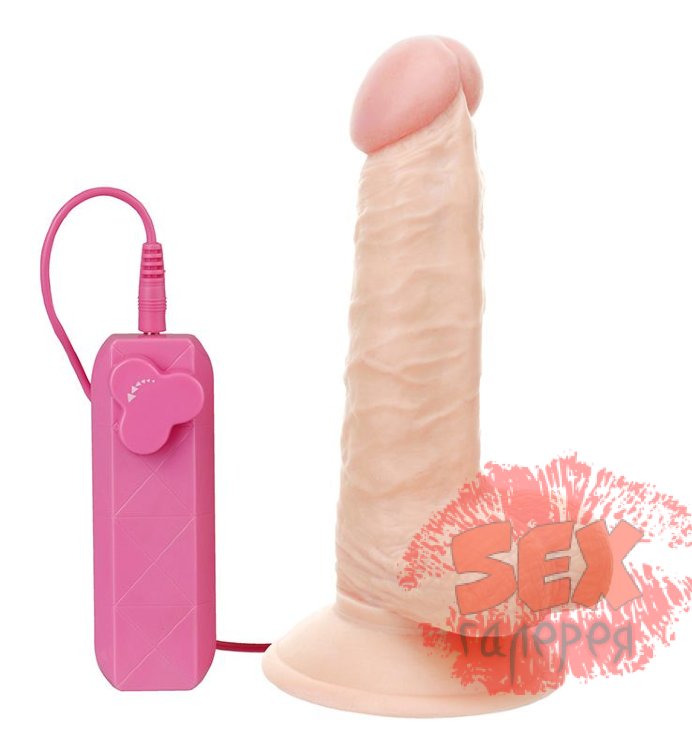 Реалистичный вибромассажёр с присоской и выносным пультом G-GIRL STYLE 6INCH VIBRATING DONG - 15,2 см.