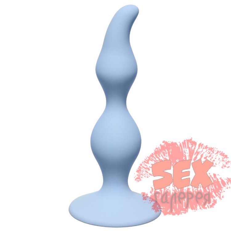 Голубая анальная пробка Curved Anal Plug Blue - 12,5 см.